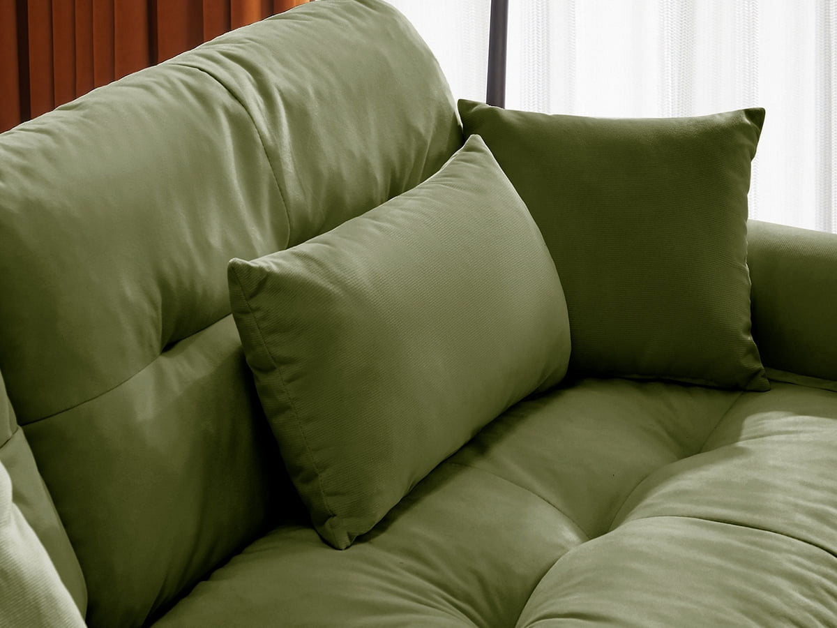 130"Oversized Couch, 3 Seater Modular Sectional Sofa, Olive Green Large U Shaped Sectional Couches for Living Room, Fluffy Couch Set, 3 Seater, Velvet Cloud Couch with Ottoman, Sofas for Living Room