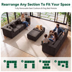  130" 8-Piece Modular Sectional Sofa with Ottomans, U-Shaped Pit Couch for Living Room, Modern Teddy Fabric Cloud Couch Set, Large Sleeper Sofa with Deep Seats, Coffee Brown