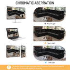  Sectional Sofa Couch, Oversized Chenille Sofa with Pull Out Sofa Bed for Living Room Black
