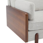 Mid-Century Modern Sofa with Slim Track Arms and Wood Frame, Beige