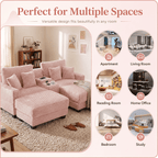 Wiilayok Convertible Modular Cloud Sofa, U Shaped Sectional Sofa Couch with Ottoman,Central Console,Cup Holder, Adjustable Backrest for Living Room, Pink