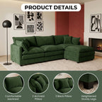 CKEASEAN 102" Chenille Modular Sectional Sofa with Ottoman, 3-Seater L-Shape Cloud Couch with Upholstered & Pillow, Comfy Cloud Sofa for Living Room, Bedroom, Apartment, Office, Easy Assembly