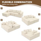  108" Convertible Sectional Couches Comfy Fluffy 4 Seat Memory Foam Sectional Sofa Upholstered Couches for Living Room Bedroom,No Assembly Required,(Left Facing Chaise) Beige