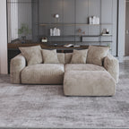 Magic Home Convertible Sectional Sofa Modular Couch,Modern Corduroy Sofa with Pillows for Living Room,Apartment and Small Space,2-Seat Sofa,Brown