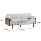 Mid-Century Modern Sofa with Slim Track Arms and Wood Frame, Beige