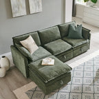 Aitjunz 85.83'' Modular Cloud Couches, Sectional Sofa for Living Room, Modern Couches and Sofas with Storage Ottoman, L-Shape 4 Seat Chenille Cloud Sofa with Pillows for Bedroom