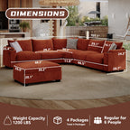 ZX Design 107.1" L-Shaped Modular Sectional Sofa, 6-Seater Deep Seat Couch with Storage Ottoman, Console, USB Type-C & Cup Holders for Living Room