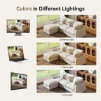 110" Large Modular Sectional Cloud Sofa with Removable Storage Ottoman, Extra Deep Seat Couch, Living Room Furniture, Chenille Beige