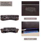  Power Reclining Sectional Sofa with LED Lights ? Faux Leather L-Shape Sectional with Dual Power Recliners, Storage Console & Cup Holders