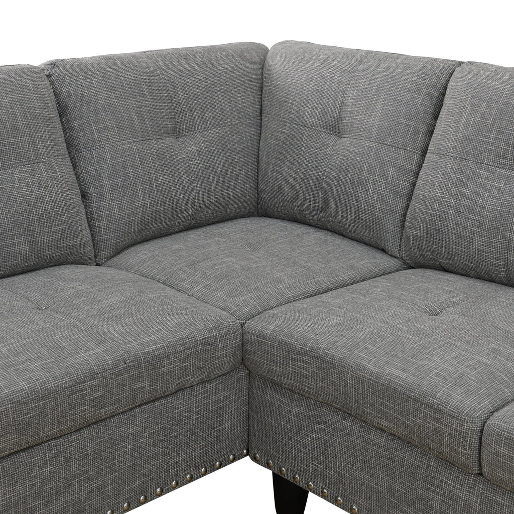 MAYEERTY 97.5" Linen Sectional Sofa, 2-Piece Modular Couch Sofa Set without Ottoman, Grey (Left)