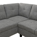 MAYEERTY 97.5" Linen Sectional Sofa, 2-Piece Modular Couch Sofa Set without Ottoman, Grey (Left)