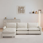 Sdorens Oversized Modular Sectional Sofa with Power Recliner,Cloud Heated Seat Reclining Couch,Charging Cup Holders,Deep L-Shaped 3 Seater with Ottoman,Beige