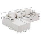  108" Sectional Sofa, Modular Sectional Couch with Right Chaise, Deep Seat Faux Leather Cloud Sofa for Living Room