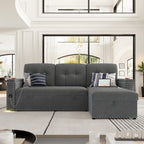 Homfa Gray Sofa Bed with Storage & USB Charging Port, L Shaped Sofa Bed Couches with Storage & Pull out Bed for Living Room