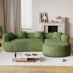 Wiilayok 110" Chenille L Shaped Sectional Sofa,Curved Sofa Couch with Right Chaise,Cloud Compression Deep Seat Sofa Couches for Living Room,No Assembly,Green