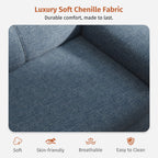 88" Loveseat Sofa with Storage Ottoman Adjustable Armrest 3-Seat L-Shaped Sectional Couch for Living Room Blue
