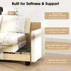  111.5'' Modular Sectional Sofa with Movable Ottoman, L Shaped Cloud Couch for Living Room, 3-Seat, Beige