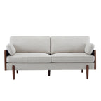Mid-Century Modern Sofa with Slim Track Arms and Wood Frame, Beige