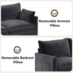 FANRAL 108" U-Shaped 5 Seat Modular Sectional Sofa, Sleeper Couch with Ottoman & Side Pockets, Modern Deep Seat Cloud Couch with Chaise for Living Room Bedroom Office,Gray Sectional Couch