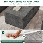  130" 8-Piece Modular Sectional Sofa, Boneless Cloud Couch with Extra Deep Seats, Washable Chenille Sofa Set for Living Room, Chenille Dark Gray