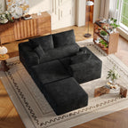 Pionex 108" Sectional Couch with Ottoman, Cloud Modular Boneless Couch, Deep Seat U-Shaped Sofa, Upholstered 3-Seater Sofas for Living Room, No Assembly Required
