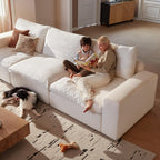 Vorthio 78.7" Cloud Couch Oversized Modular Sectional Sofa, Loveseat Sofa , Wide & Deep Seat Couches with Metal Frame for Living Room, 2 Seats & 1 ottoman,White