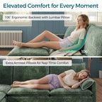  98" L-Shape Modular Sectional Sofa with Moveable Ottoman, Cloud Couch Seats 3 for Living Room, Apartment, Green