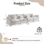 160" Cloud Couch Sectional for Living Room, Down Filled 4 Seater, Convertible Sofa Couch, White