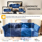  100" Pull Out Sofa Bed King Size, Loveseat Sleeper Sofa Couch Convertible Sofa Bed, Velvet Sofa for Living Room Blue