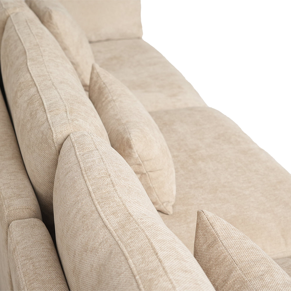 The Magic Home Modular Sofa & Sectional Sofa - L Shaped Deep Seat Cloud Couch in Soft Linen Blend Fabric,Perfect for Apartment & Small Space Living,3-seat Sofa with Ottoman,Khaki Couch