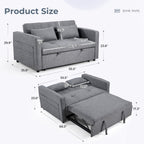  2-Pack 3 in 1 Convertible Sleeper Sofa Bed, 2-Seater Futon Couch with Storage Pockets, Adjustable Backrest for Guest Room, Airbnb, Gray