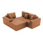  108" Sectional Sofa, Modular Sectional Couch with Right Chaise, Deep Seat Faux Leather Cloud Sofa for Living Room