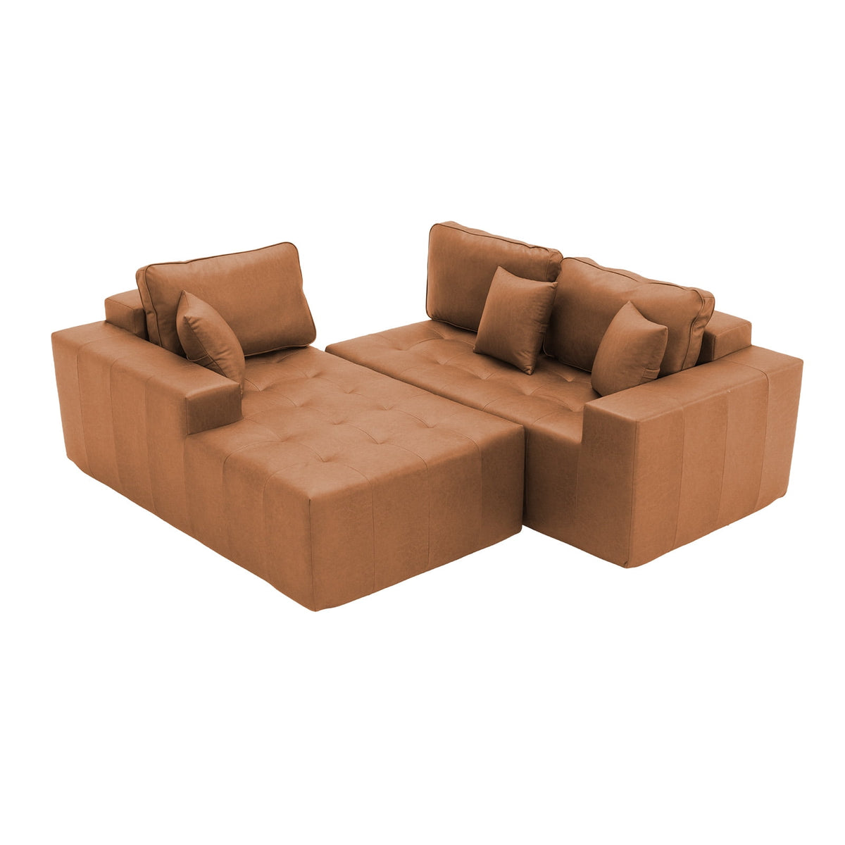  108" Sectional Sofa, Modular Sectional Couch with Right Chaise, Deep Seat Faux Leather Cloud Sofa for Living Room