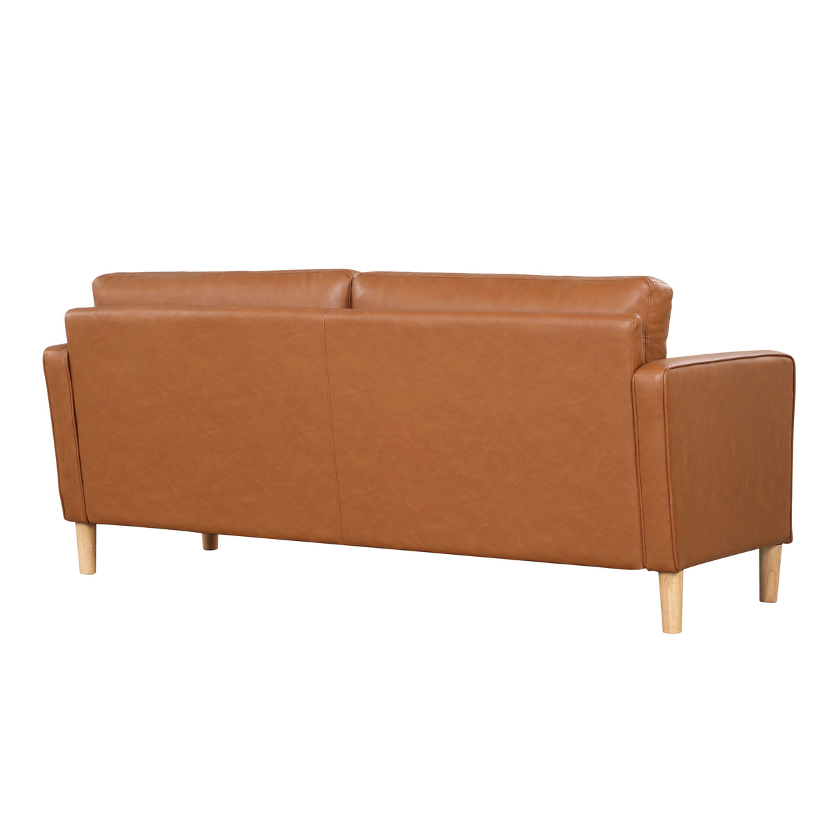 Studio Living Lorelei Mid-Century Modern Sofa, Caramel Brown Faux Leather