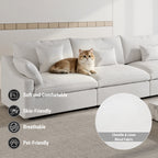 160" Cloud Couch Sectional for Living Room, Down Filled 4 Seater, Convertible Sofa Couch, White