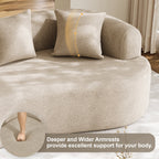 Wiilayok 106.5"Modern Chenille Sofa,Curved Sofa with Deep Seat,Cloud Compression Sofa Couch for Living Room,No Assembly,Light Brown
