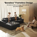 PATBRELA Sectional Sofa, 101" L-Shaped Deep Seat Cloud Couch, Modular Sofa with Back Cushion for Living Room Bedroom, PU Leather, No Assembly Required, Black (Left Facing Chaise)
