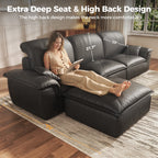 Patbrela Sectional Sofa, 110" L-Shaped Deep Seat Couch, Modular Sofa with Back Cushion for Living Room, PU Leather Boneless Sofa, No Assembly Required, Black