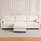 109" Modular L-Shaped Sectional Sofa, Convertible 4-Seat Sleeper Couch with Storage Ottoman, Movable Ottomans, Oversized Deep Seat for Living Room Apartment