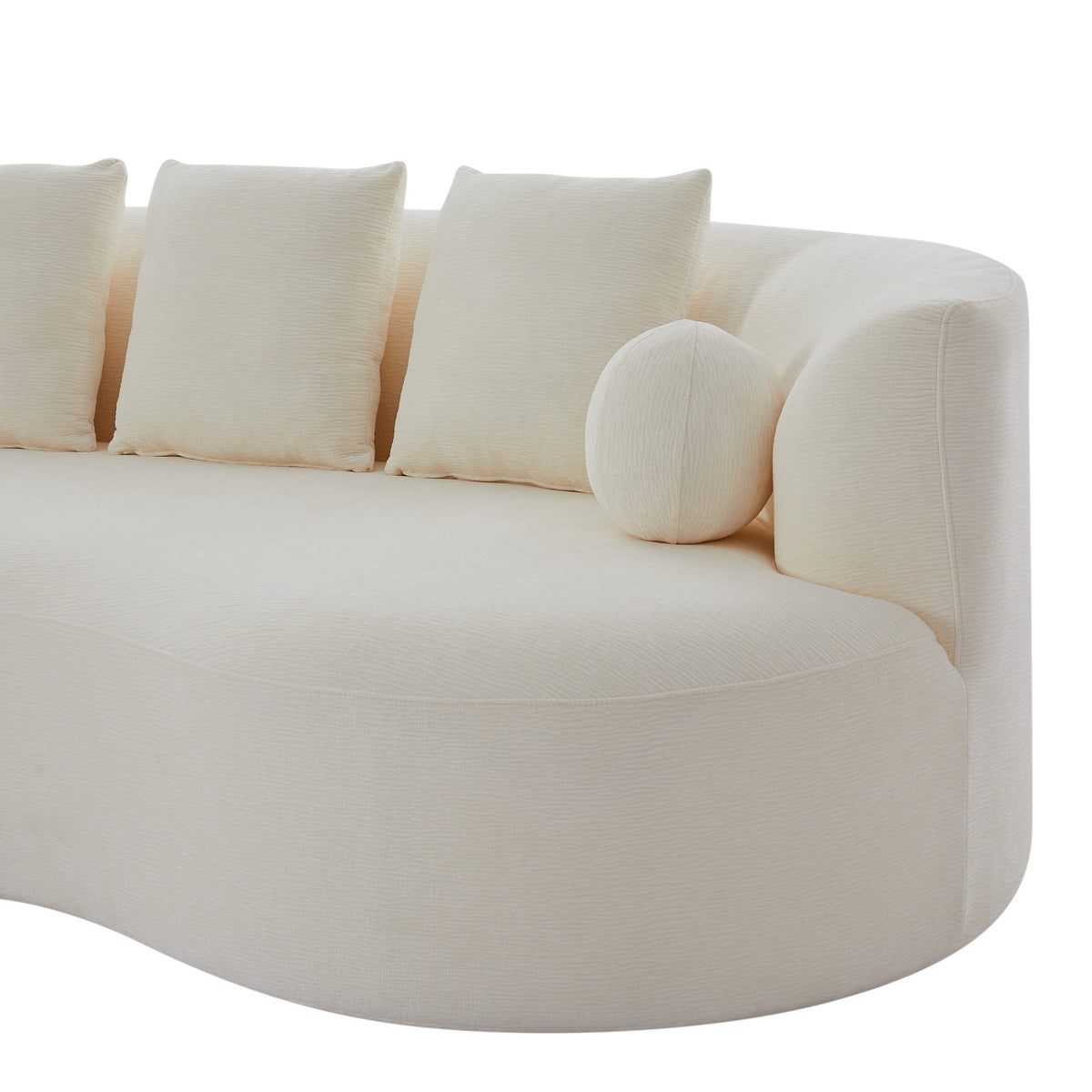 Christopher Knight Home 90" Curved Boucle Sofa with Pillows, Modern 3-Seat Upholstered Couch, White