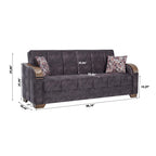Ottomanson 88" Convertible Sofa Couch for Living Room, Suede Modern Sofa Bed with Storage, Brown