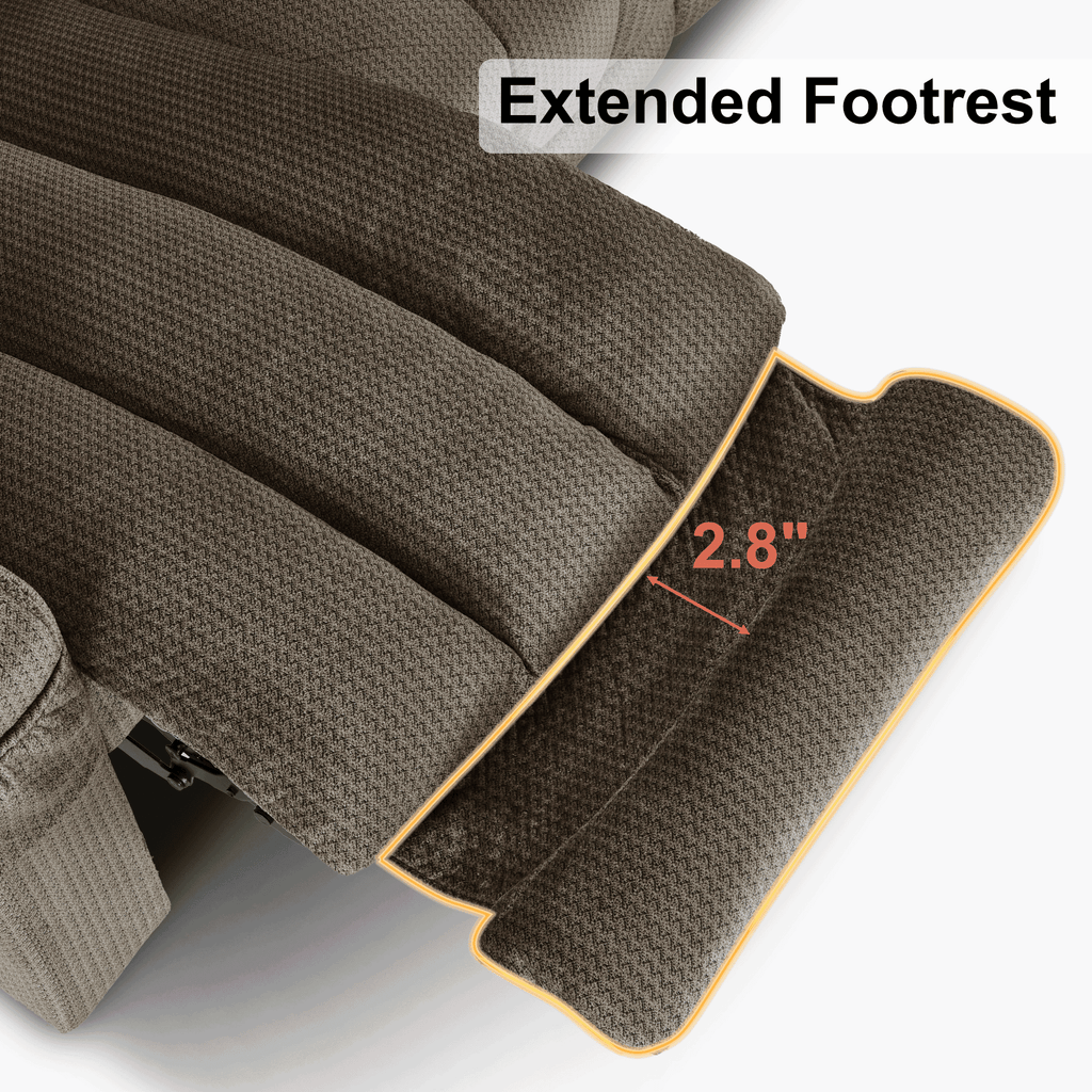 MCombo 3 Seater Zero Gravity Power Reclining Sofa for Living Room, Fabric, Dark Brown