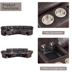  Power Reclining Sectional Sofa with LED Lights ? Faux Leather L-Shape Sectional with Dual Power Recliners, Storage Console & Cup Holders