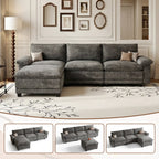 DoMaDing 108" L Shaped Modular Sectional Cloud Sofa, Sofa Couch for Living Room, Comfortable Couch with Modular Design, Sturdy Frame, Dark Gray