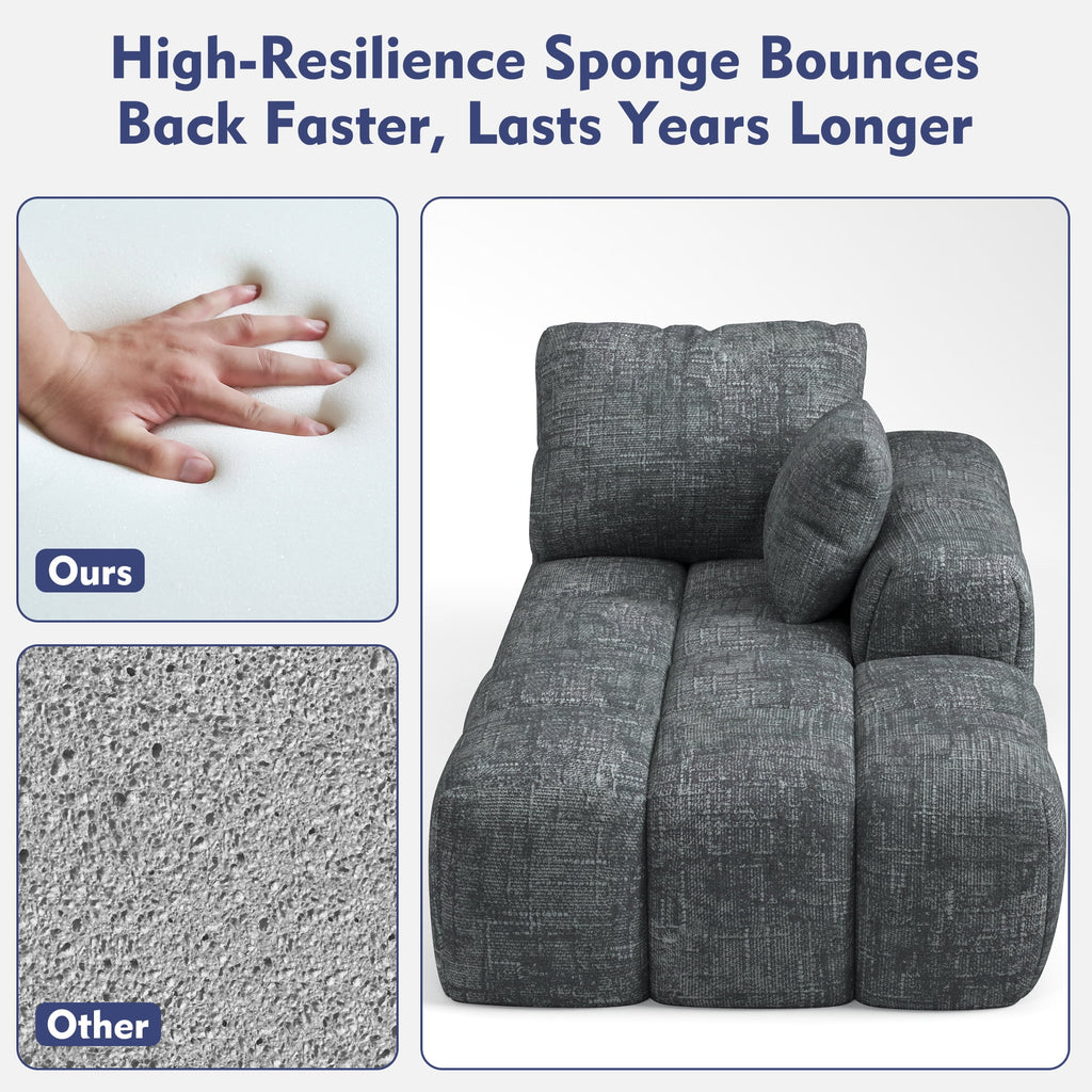  Sectional Sofa, 101" L-Shaped Modular Cloud Couch,Unique Chenille Fabric Couches and Sofas,Compression Sofa No Assembly Required(Deep Gray)