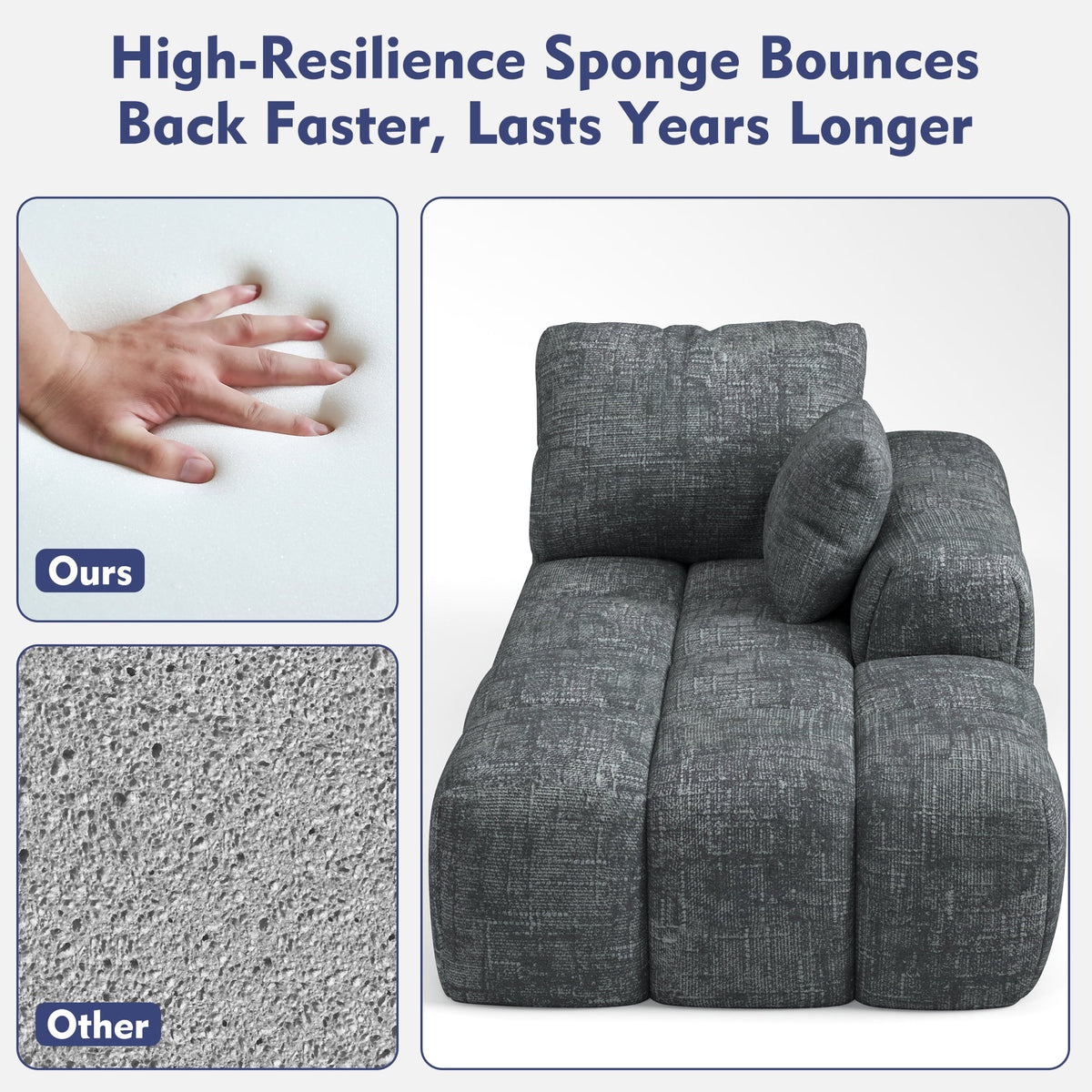  Sectional Sofa, 101" L-Shaped Modular Cloud Couch,Unique Chenille Fabric Couches and Sofas,Compression Sofa No Assembly Required(Deep Gray)