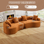 Timbernest 110" Curved Modular Sectional Sofa, 4 Seater Chenille Boneless Couch for Living Room, Playroom, Orange
