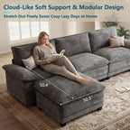 DoMaDing 108" L Shaped Modular Sectional Cloud Sofa, Sofa Couch for Living Room, Comfortable Couch with Modular Design, Sturdy Frame, Dark Gray