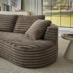 MAYEERTY 120.9" Brown Corduroy Curved L Modular Sectional Sofa, Pocket Spring No Assembly Couch for Living Room Reception