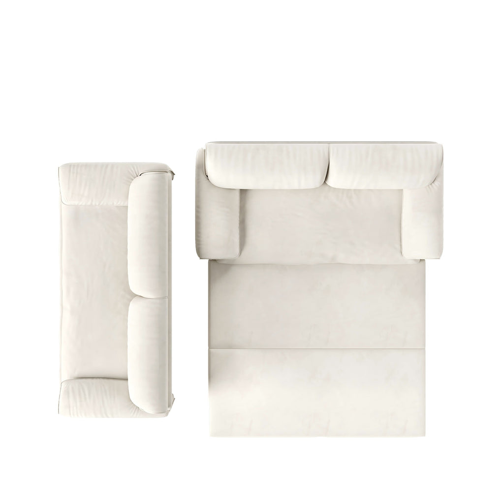  Queen Sleeper Sofa Bed, Convertible Loveseat Pull Out Sofa Couch with Pillow Arm/Side Pockets, Beige